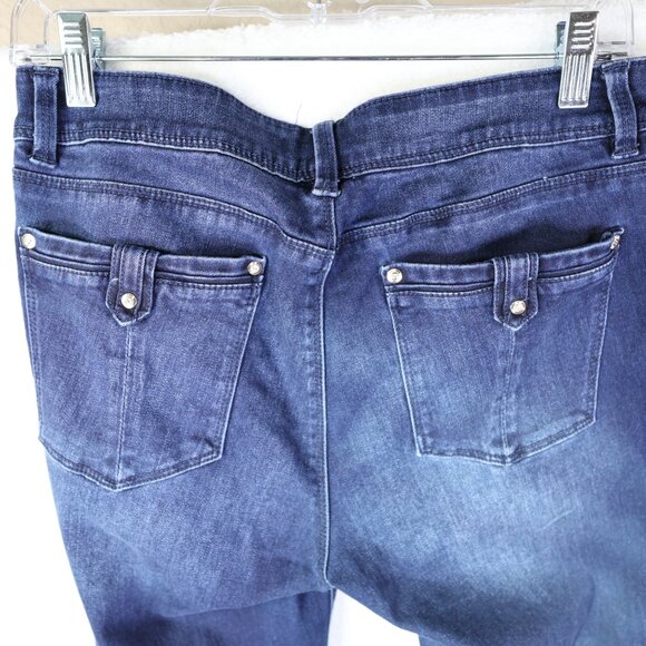 White House Black Market Contour Skinny Flare Jeans Dark Wash Size 8R Long - Picture 7 of 8